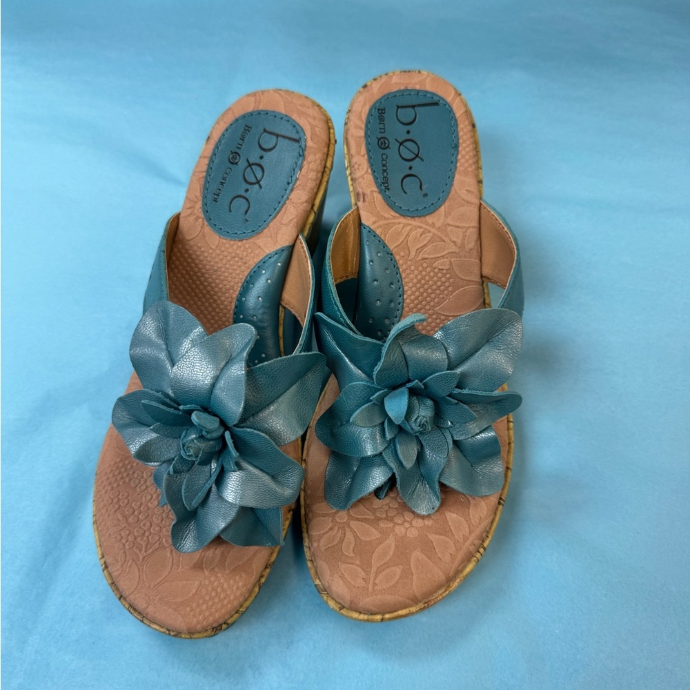 b.o.c. Women's Teal Floral Wedges - Picture 2 of 10